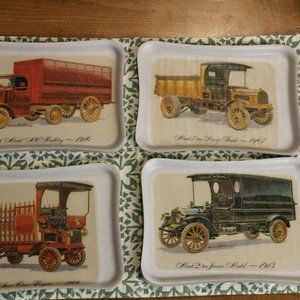 Vintage Mack Trucks Plastic Tray. Antique Cars.Set